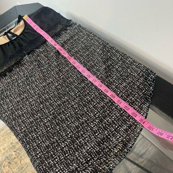 White House Black Market Women’s 0 Blouse Black White Long Sleeve Keyhole Back - Picture 8 of 11